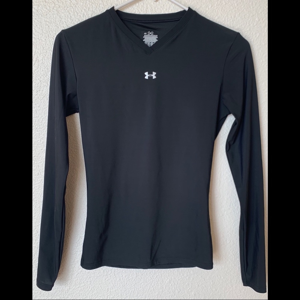 Underarmour Long Sleeve V-Neck Black Shirt Top